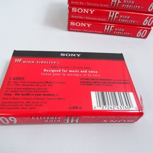 Sony HF High Fidelity 60 Minute Audio Cassette Normal Bias‎ Tapes 4 Pack C-60HFC - Picture 2 of 3